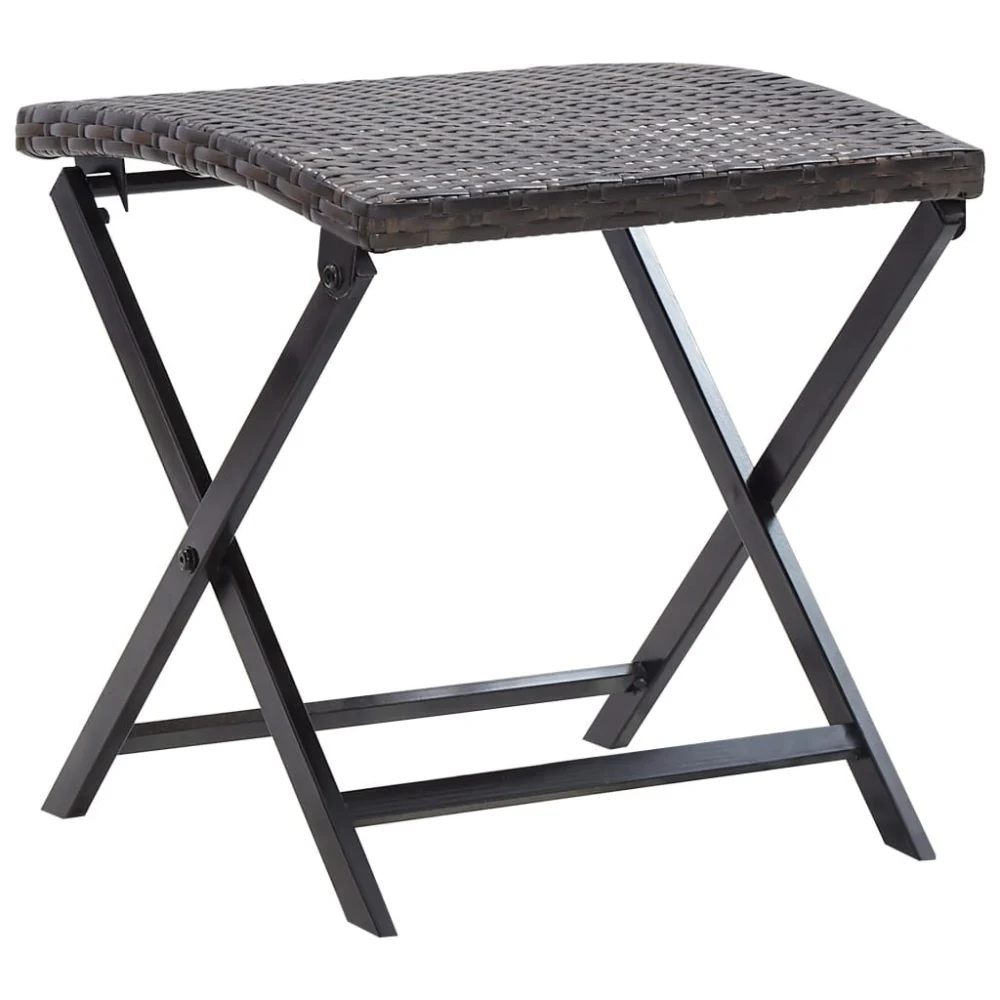 Foldable Stool Poly Rattan Brown for Indoor or Outdoor Use