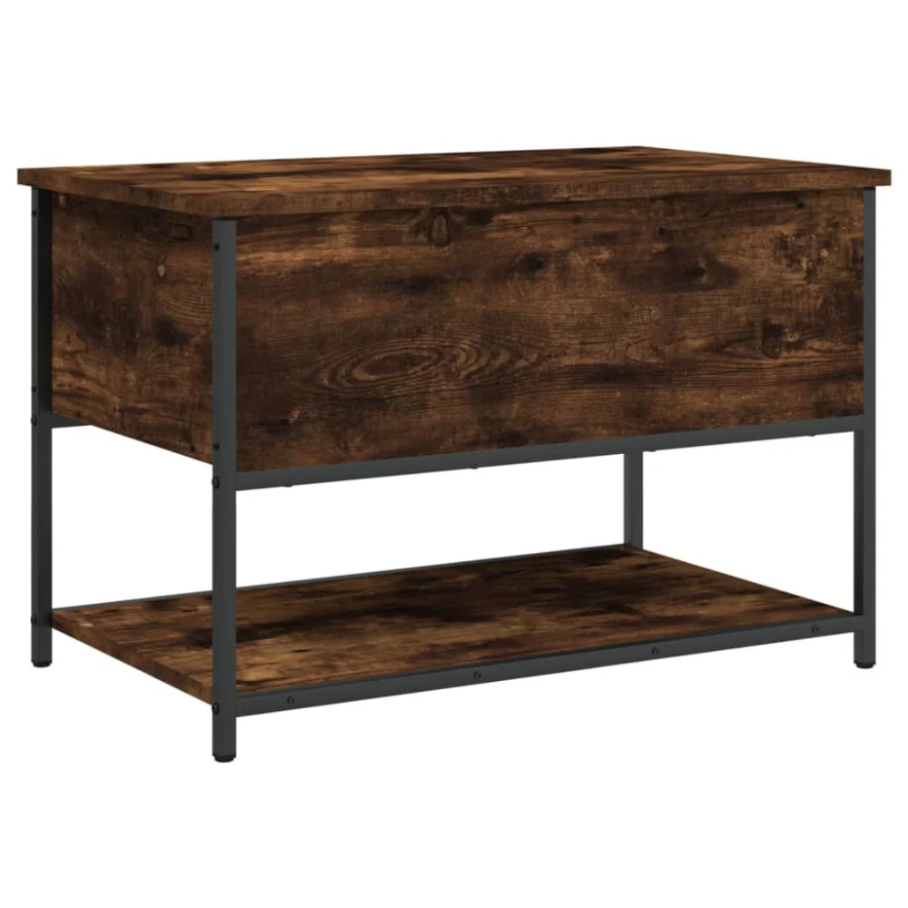 Smoked Oak Storage Bench 27.6x16.7x18.5 Inches Engineered Wood Entryway Furniture