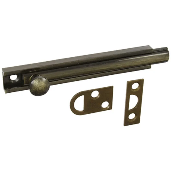National Hardware N198-002 Surface Bolt Antique Brass 4 Inch Vintage