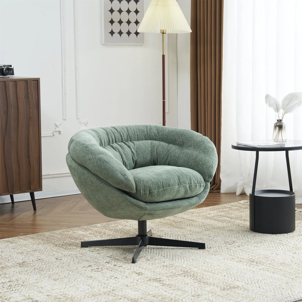 Comfy Chenille Upholstered 360 Swivel Club Accent Chair for Living Room