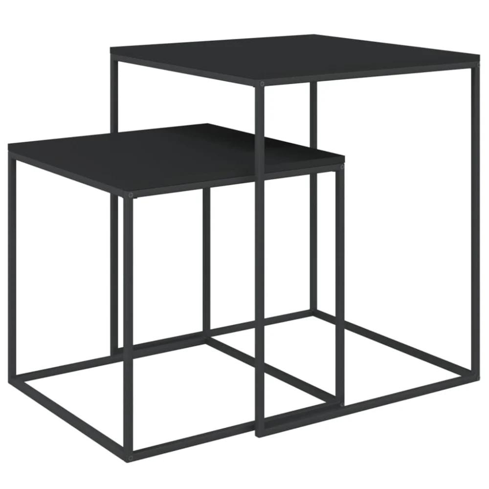 2 Piece Coffee Table Set Engineered Wood and Metal Modern Living Room Furniture