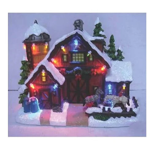 Santas Forest 29927 Resin Holiday Village Tabletop Decoration Barn