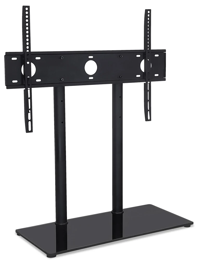 Mount-It Tabletop TV Stand Fits 32-65 Inch TVs Height Adjustable with Tempered Glass Base
