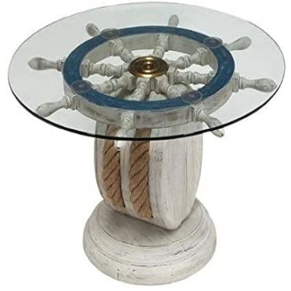 NauticalMart Unique Wood Ship Wheel Nautical Theme Decorative Coffee Table 30 Inches