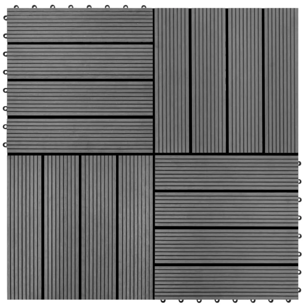 11-Pack Gray WPC Tiles 11.8x11.8 Inches 11 Square Feet Flooring