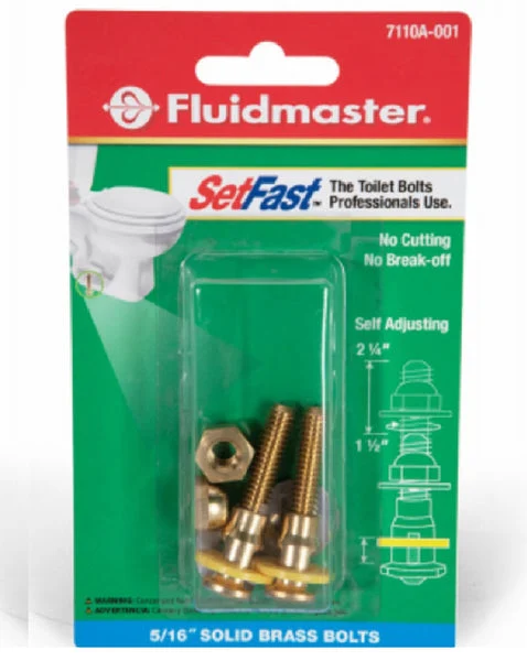 Fluidmaster 7110A-003-P5 Self-adjusting Toilet Bowl to Floor Bolts Brass for Secure Installation