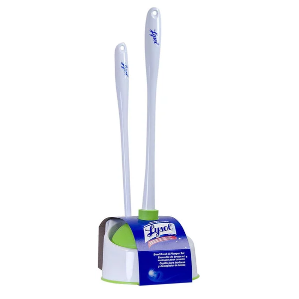 Lysol 57365 Toilet Bowl Brush with Plunger and Caddy for Bathroom Cleaning