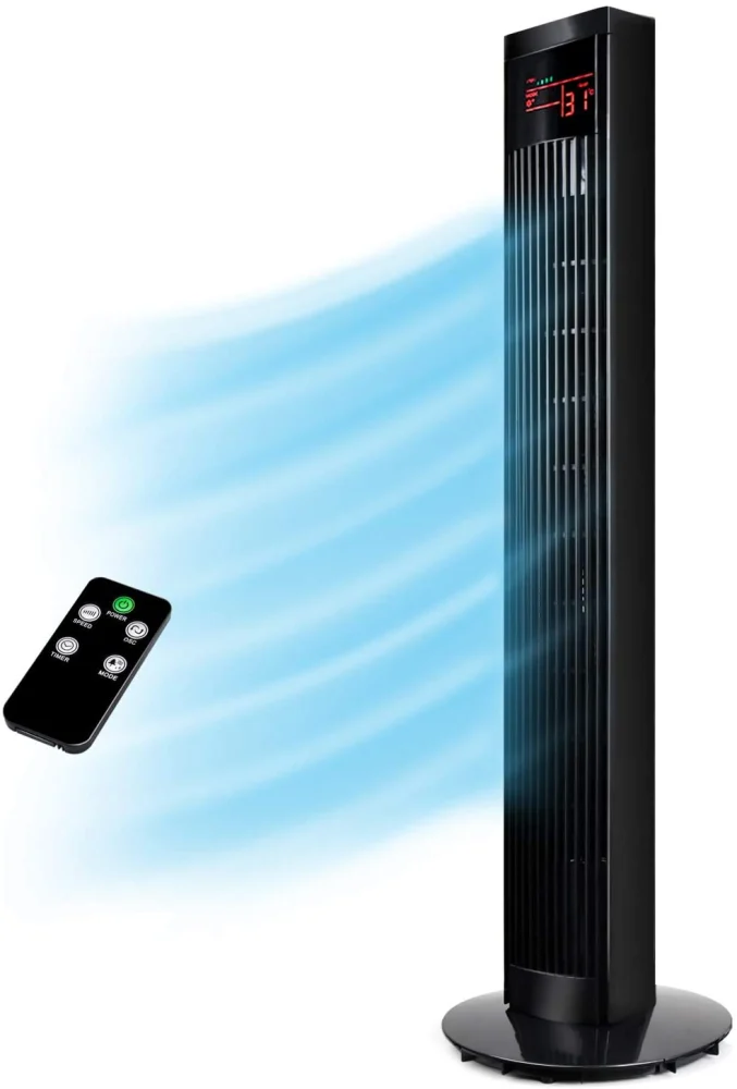 Effortless Deluxe 36 Electric Oscillating Tower Fan With Remote Control Modern Cooling