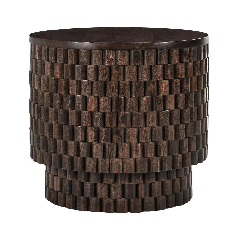 Classic Home Norwood 25 Round End Table in Brown Wood Finish