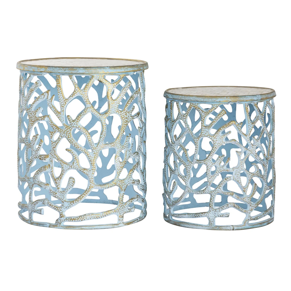 Elk Home 16-inch Wide Mabley Accent Table Transitional Blue Brushed