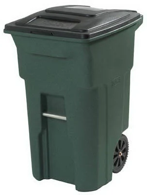 Toter 2-Wheel Greenstone Body Cart with Attached Black Lid 64 Gallon
