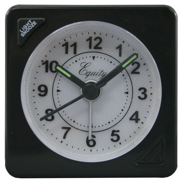 Equity 20078 Quartz Travel Alarm Clock Black Case with Alarm and Snooze Feature