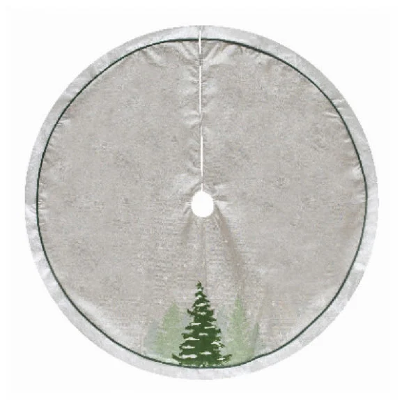 48 Inch Gray and White Christmas Tree Skirt Holiday Decoration
