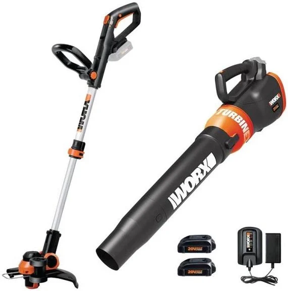 Worx WG921 Cordless Trimmer and Blower Combo Kit 20 Volts for Lawn Care