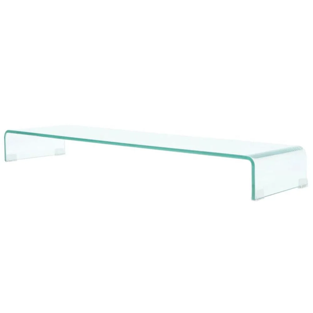 vidaXL Clear Glass TV Stand Monitor Riser 43.3x11.8x5.1 Inches