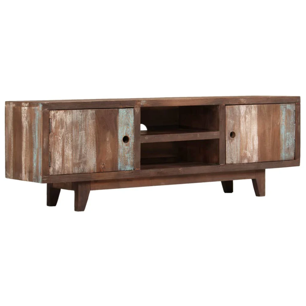46.5 Inch Vintage Solid Acacia Wood TV Stand Entertainment Center