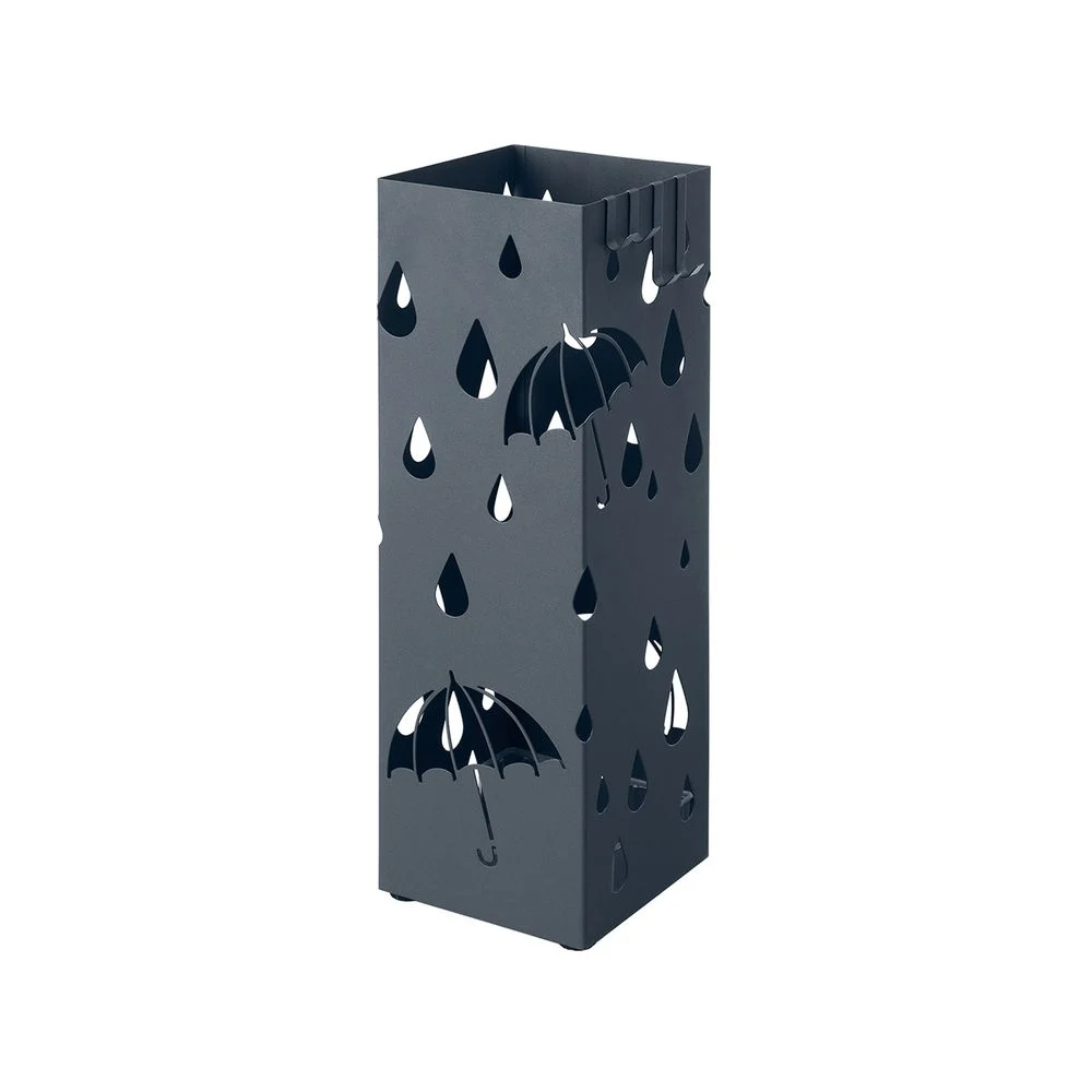Grey Umbrella Stand Holder with Hooks - Sturdy Indoor Outdoor Organizer for Wet Umbrellas