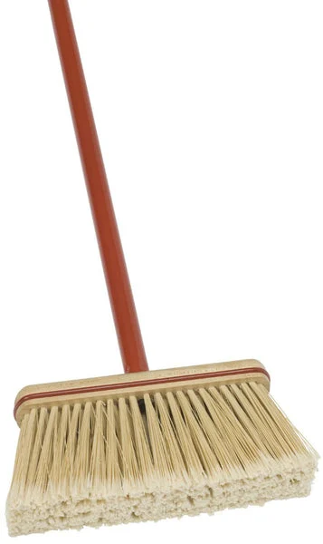 Harper 10516A-1 Assembled Upright Broom 9 Inch Wood Block with Vinyl Bumper Beige