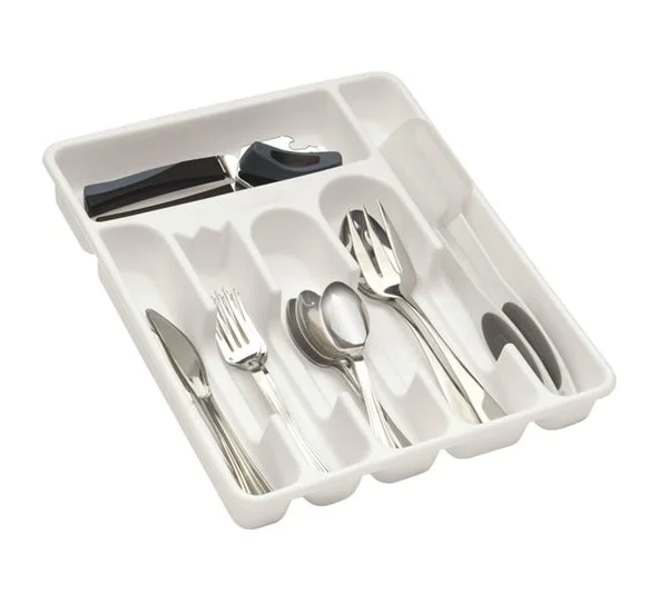 Rubbermaid 2925-RD-BISQUE Plastic Cutlery Tray Large Bisque Organizer for Kitchen Utensils