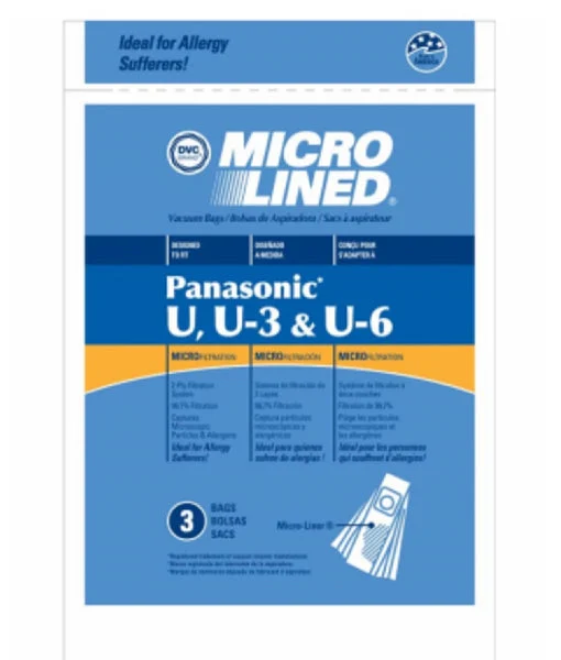 DVC PR-1471 Panasonic Peak Performance U Style Vacuum Bag 3-Pack