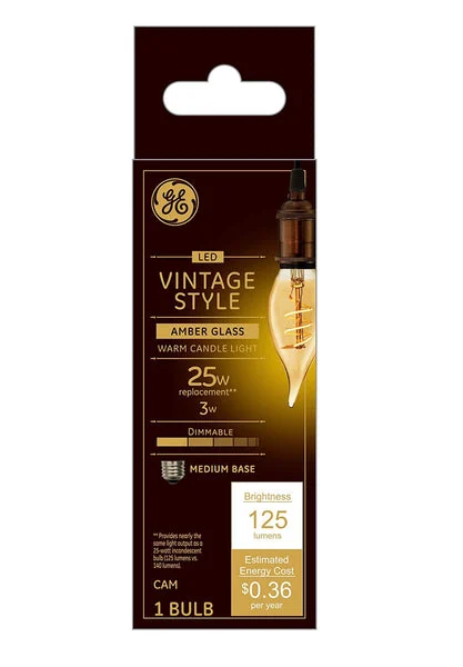 GE Vintage Style Decorative LED Light Bulbs 3 Watts Warm Glow