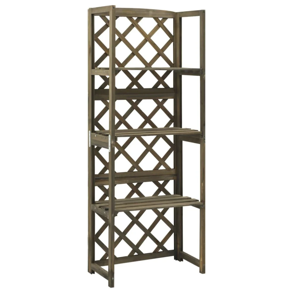 Trellis with Shelves Gray 21.7x11.8x55.1 Inches Solid Fir Wood for Indoor Outdoor