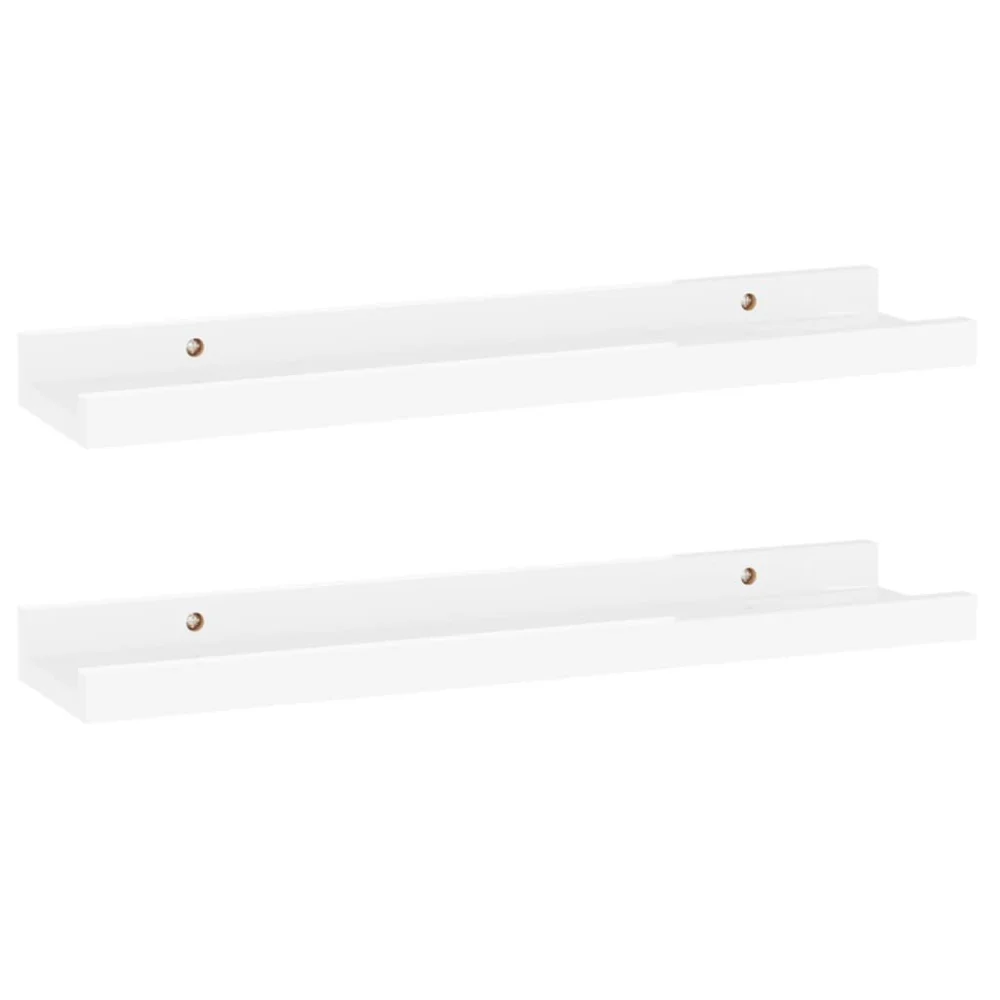 2 Pack High Gloss White Wall Shelves 15.7x3.5x1.2 Inches