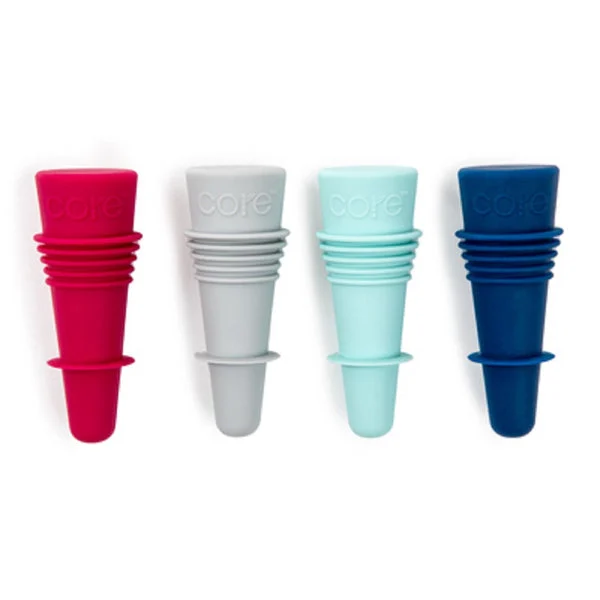 Core Home 28435-TV Silicone Wine Stoppers 4 Pack for Wine Bottles