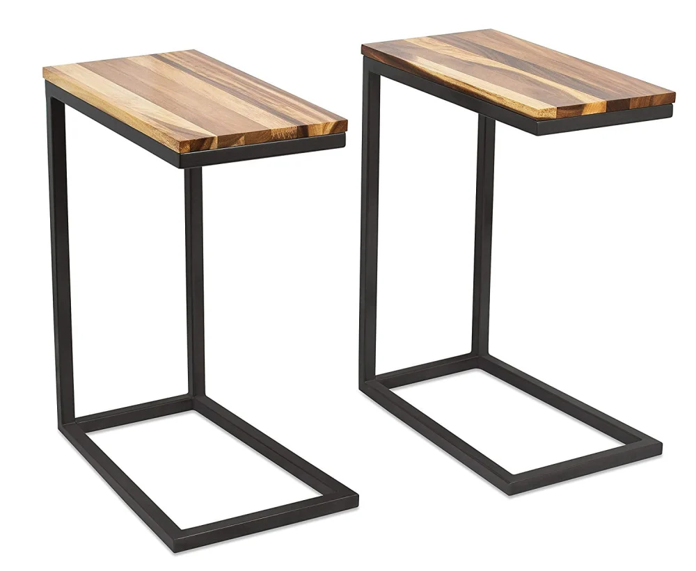 BirdRock Home Acacia Wood TV Tray C Side Table Set of 2