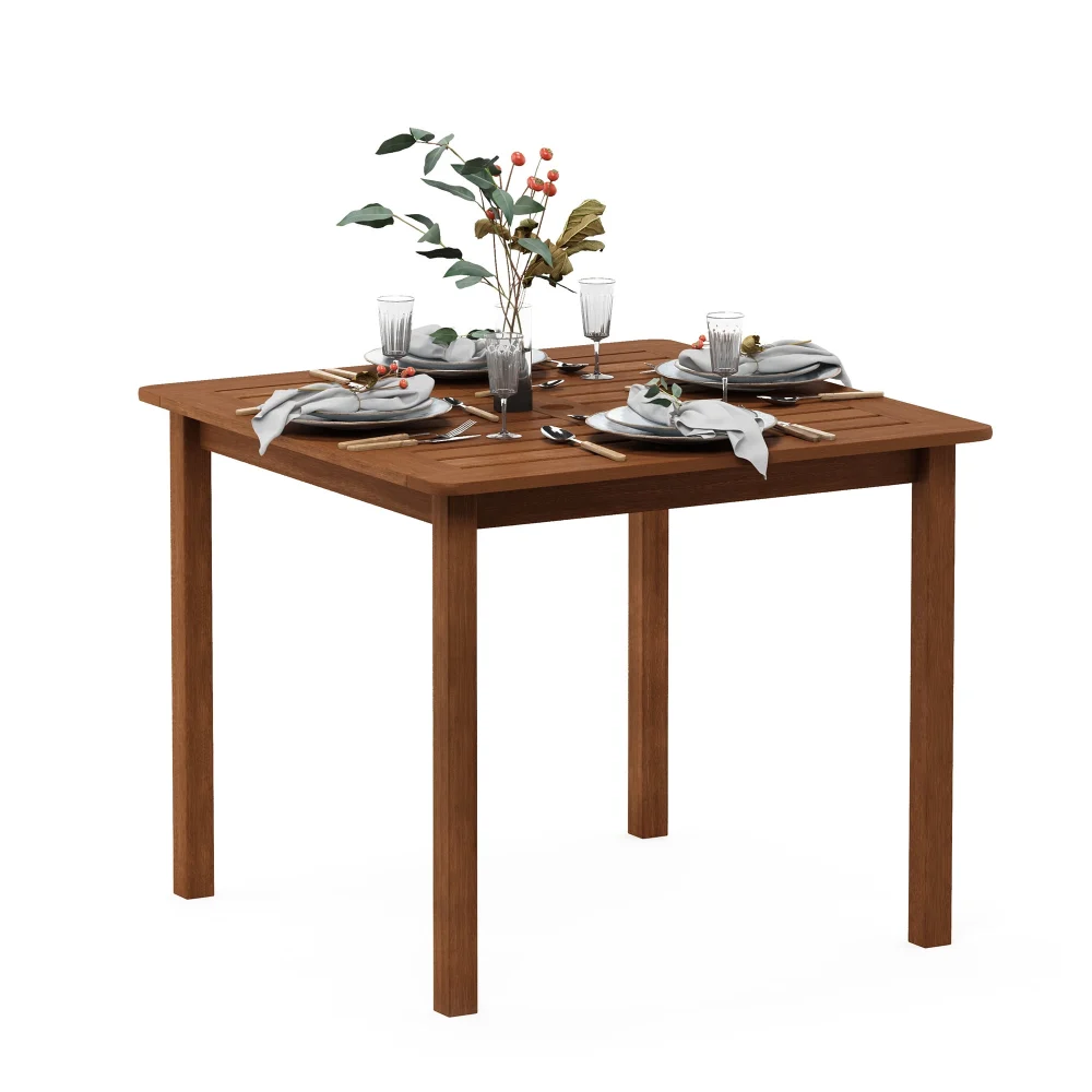 Furinno Tioman Hardwood Bermuda Square Table in Teak Oil