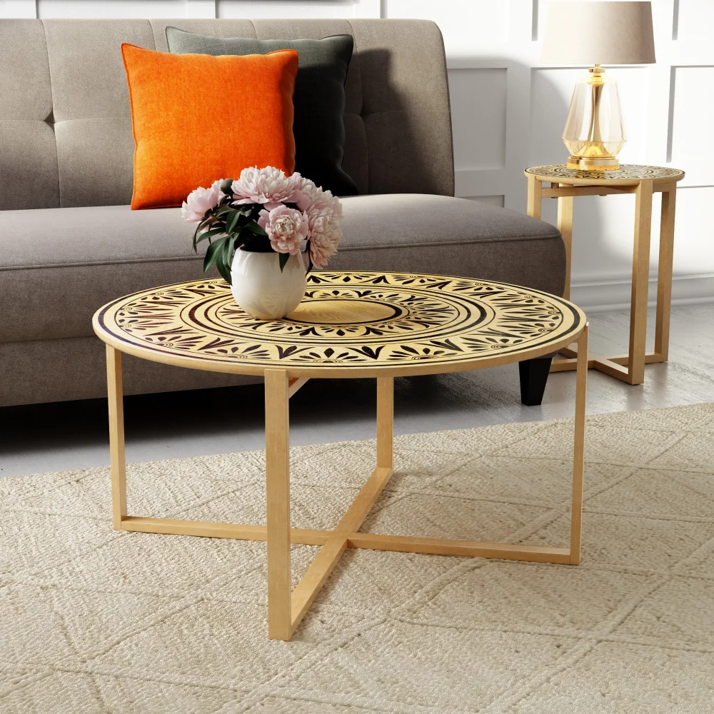 Adore Decor Dahlia Coffee Table Natural Wood Living Room Center Table