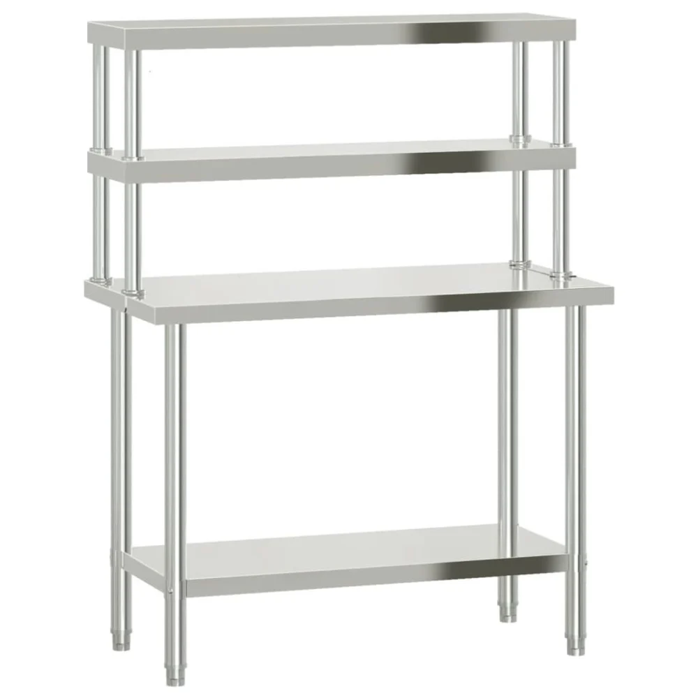 Stainless Steel Kitchen Work Table with Overshelf 43.3x21.7x59.1 Inches
