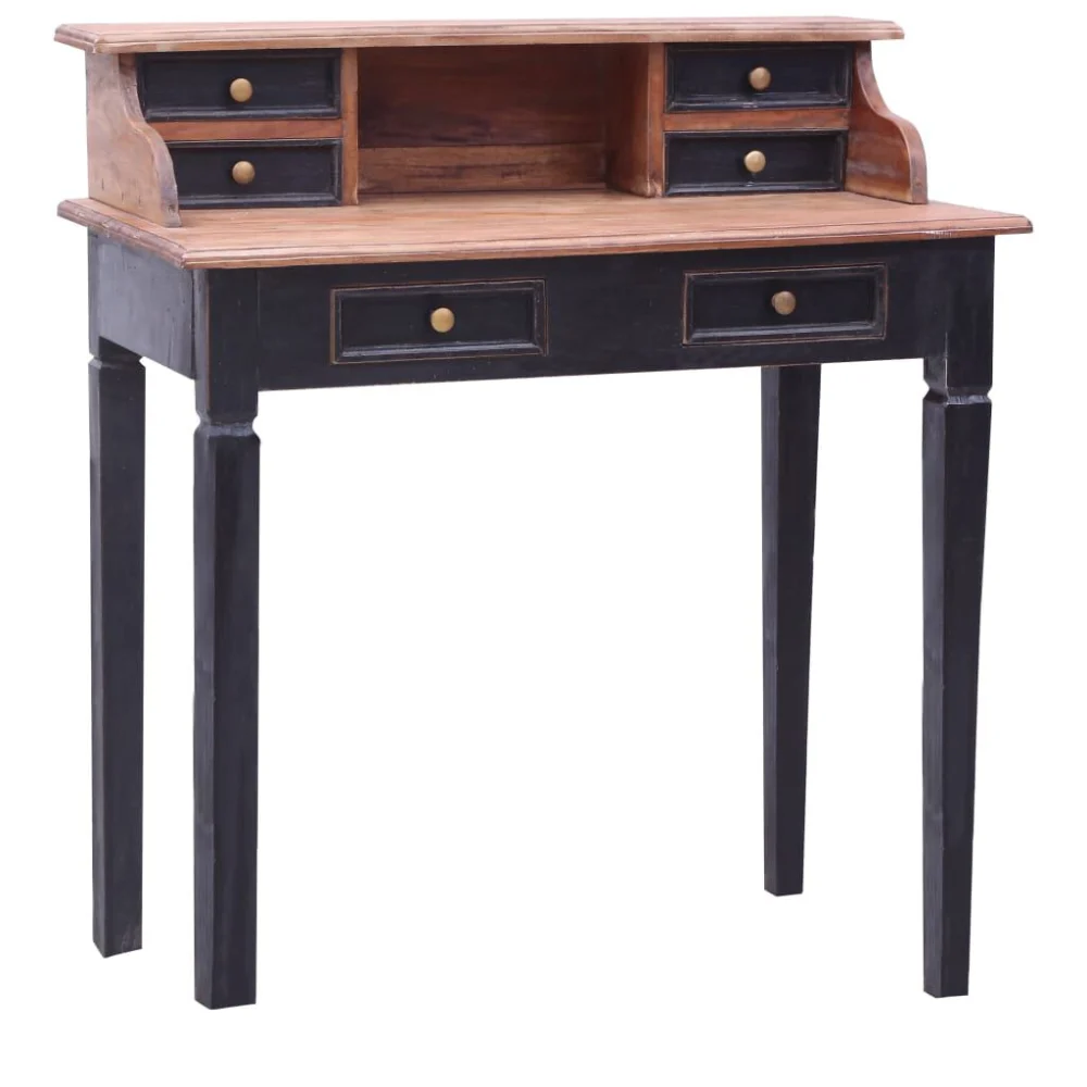 Writing Desk with Drawers 35.4x19.7x39.8 Inches Solid Mahogany Wood Home Office Desk